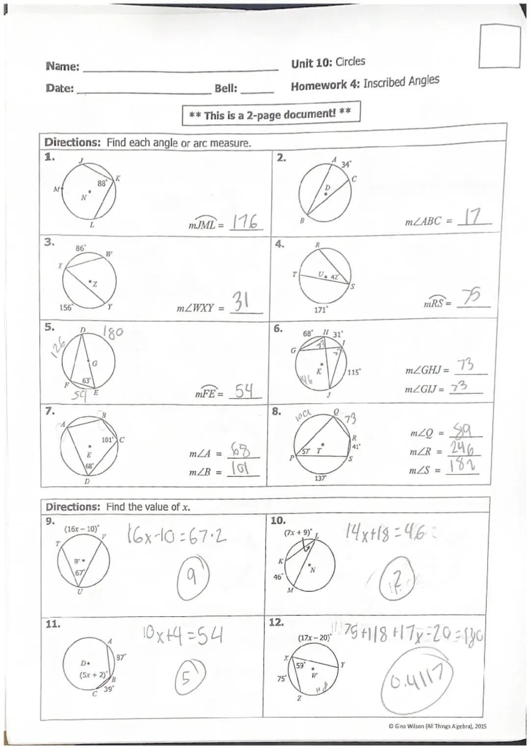 10:4 Inscribed Angles