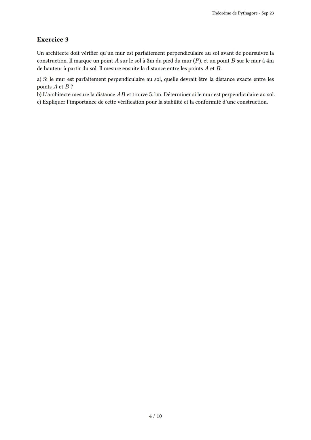 # Théorème de Pythagore

Généré par Knowunity.fr - Sep 23

Description: Cet examen évalue votre compréhension du Théorème de Pythagore et se