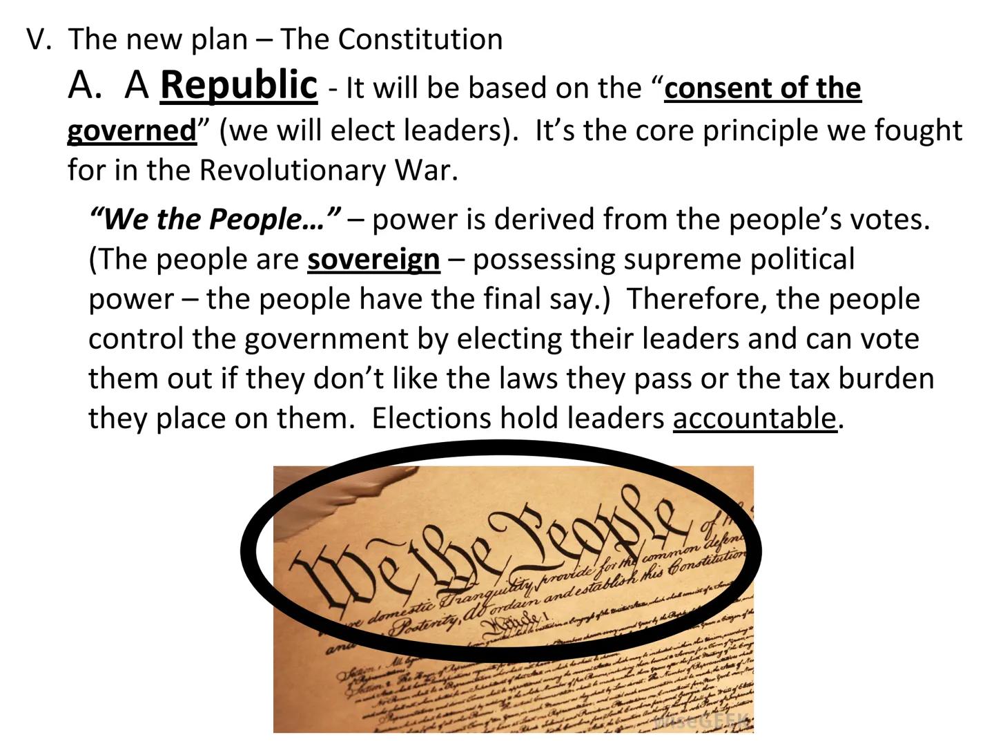 UNIT 3 - The U.S.
Constitution & Government
CIVICS 101
We the People
of the
defence,
insure domestic Tranquility provide for the common
Müür