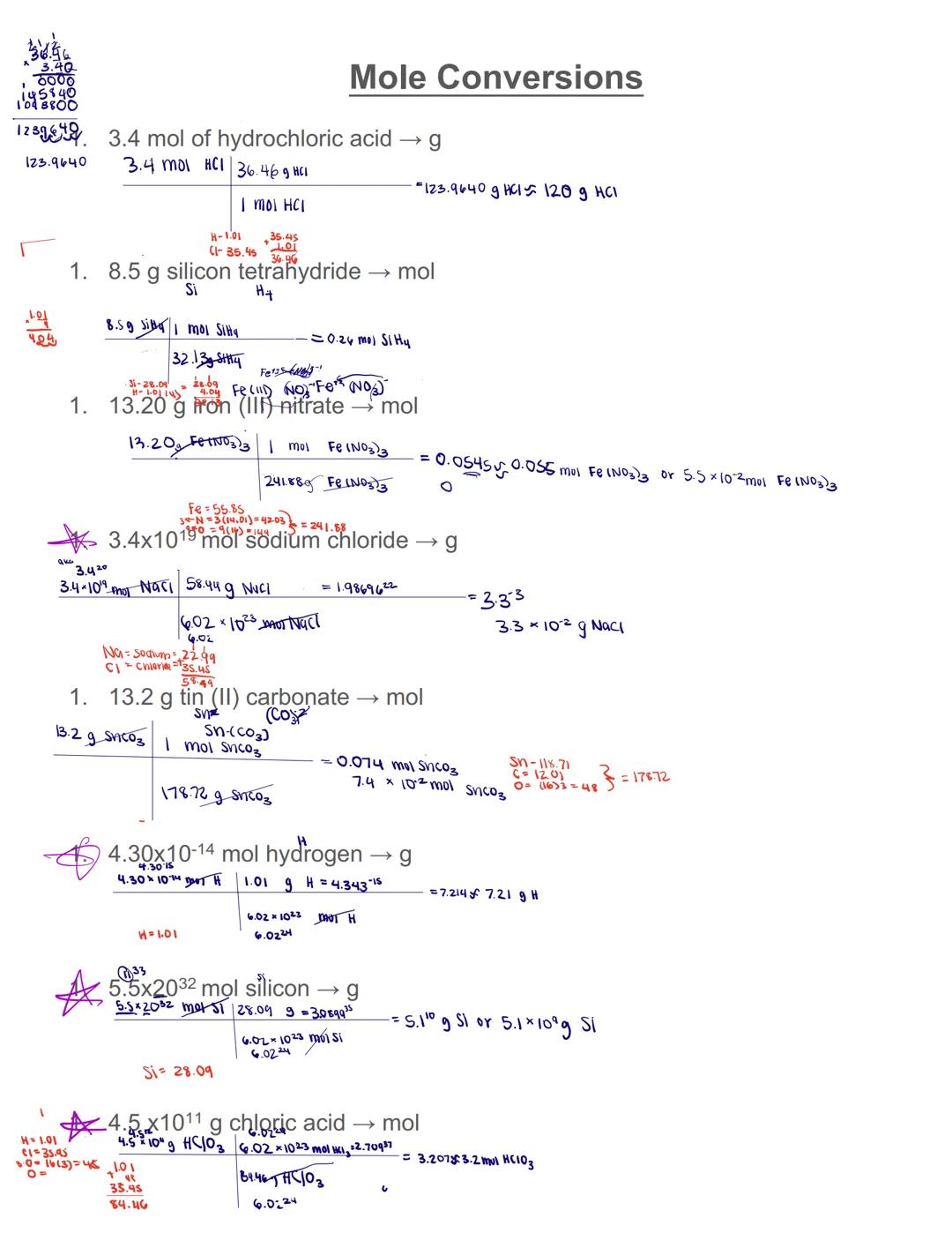 T-chart with
whole
numbers
T-chart with
sci notation
numbers
T-chart with
numbers and
units
T-chart with
dimensional
analysis
2)
Notes: Calc