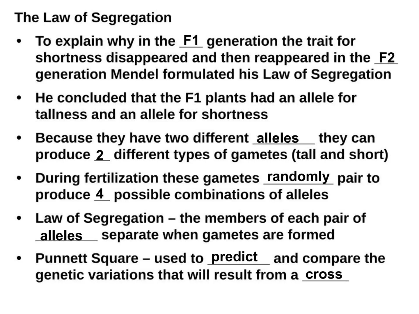 BIOLOGY
Genetics 1 ●
●
Genetics - the study of heredity
Heredity - passing on of traits
Chromosomes - the genetic
from generation to generat