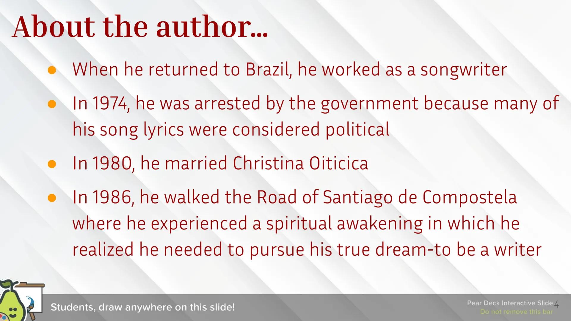 The Alchemist
By Paulo Coelho
The
ALCHEMIST
25
ANNIVERSARY
EDITION
PAULO COELHO Paulo
Coelho
2 About the author...
Born 1947 in Rio de Janei