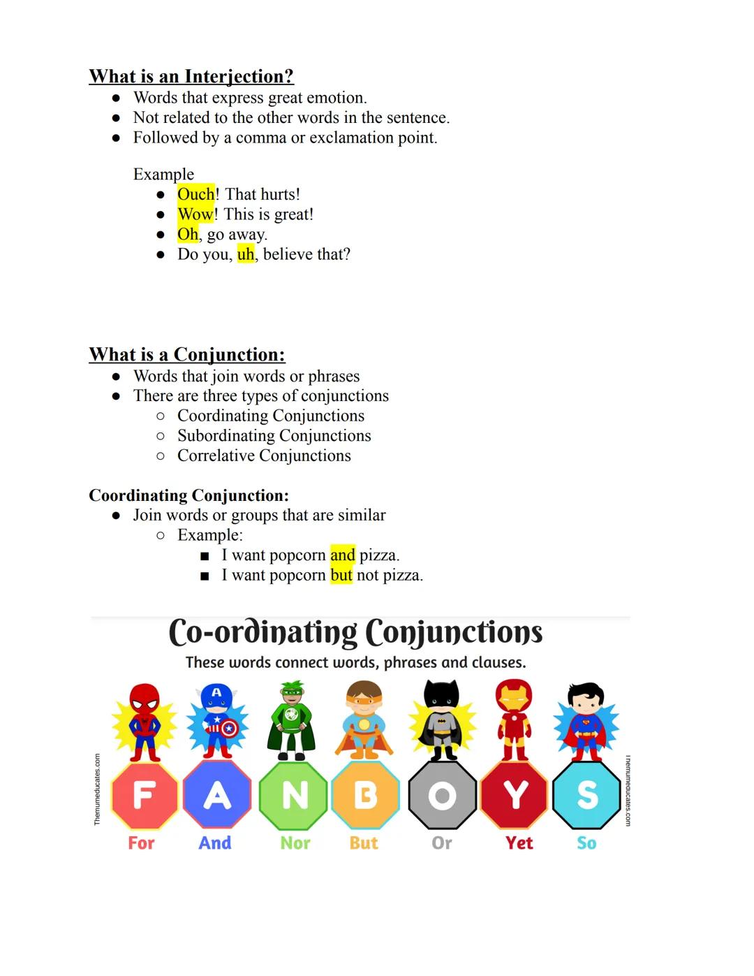 2.4 -Parts of Speech- Prepositions, Interjections, and
Conjunctions Notes
What is a Preposition?
• Prepositions show location in time or spa