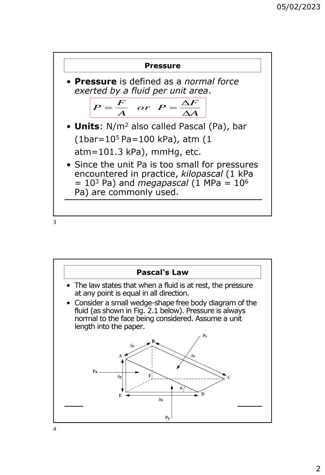 1
2
FLUID STATICS
Lecture 3
PRESSURE AND ITS MEASUREMENT
Engr. Dr. Eric Awere
Department of Civil Engineering
Cape Coast Technical Universit