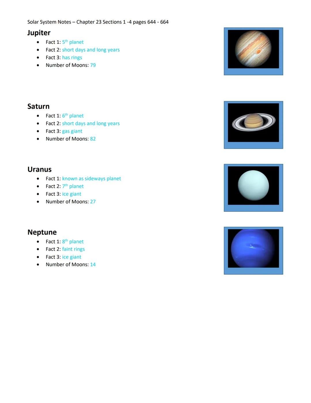 Solar System Notes - Chapter 23 Sections 1 -4 pages 644 - 664
There are two types of planets.
• The terrestrial planets are planets that are
