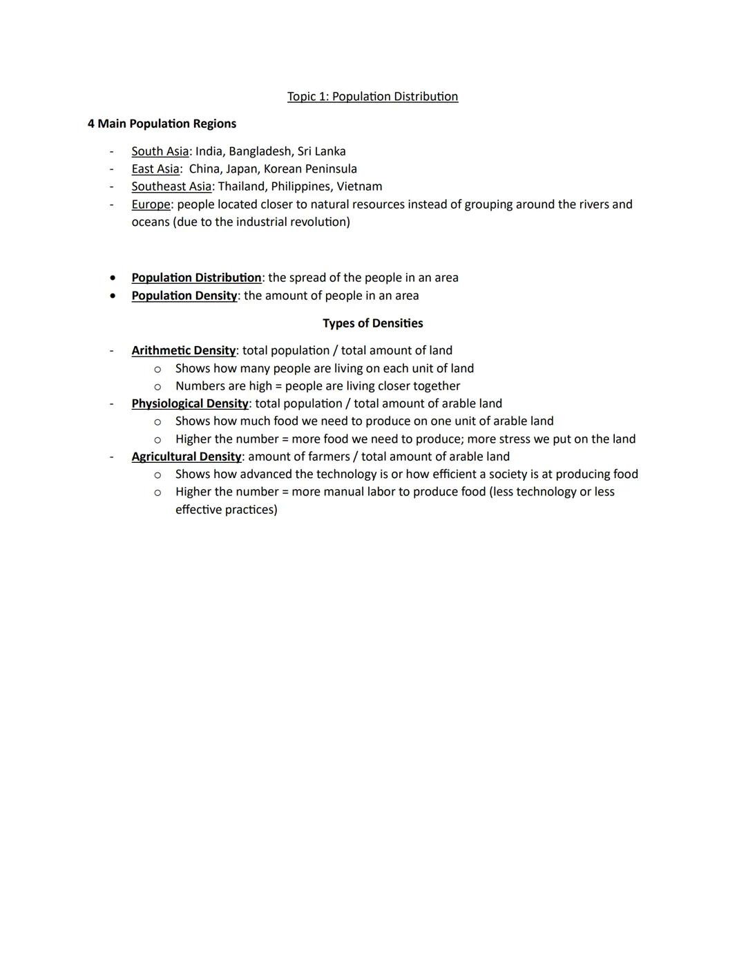 # Unit 2 Topic 1: Population Distribution
4 Main Population Regions
- South Asia: India, Bangladesh, Sri Lanka
- East Asia: China, Japan,