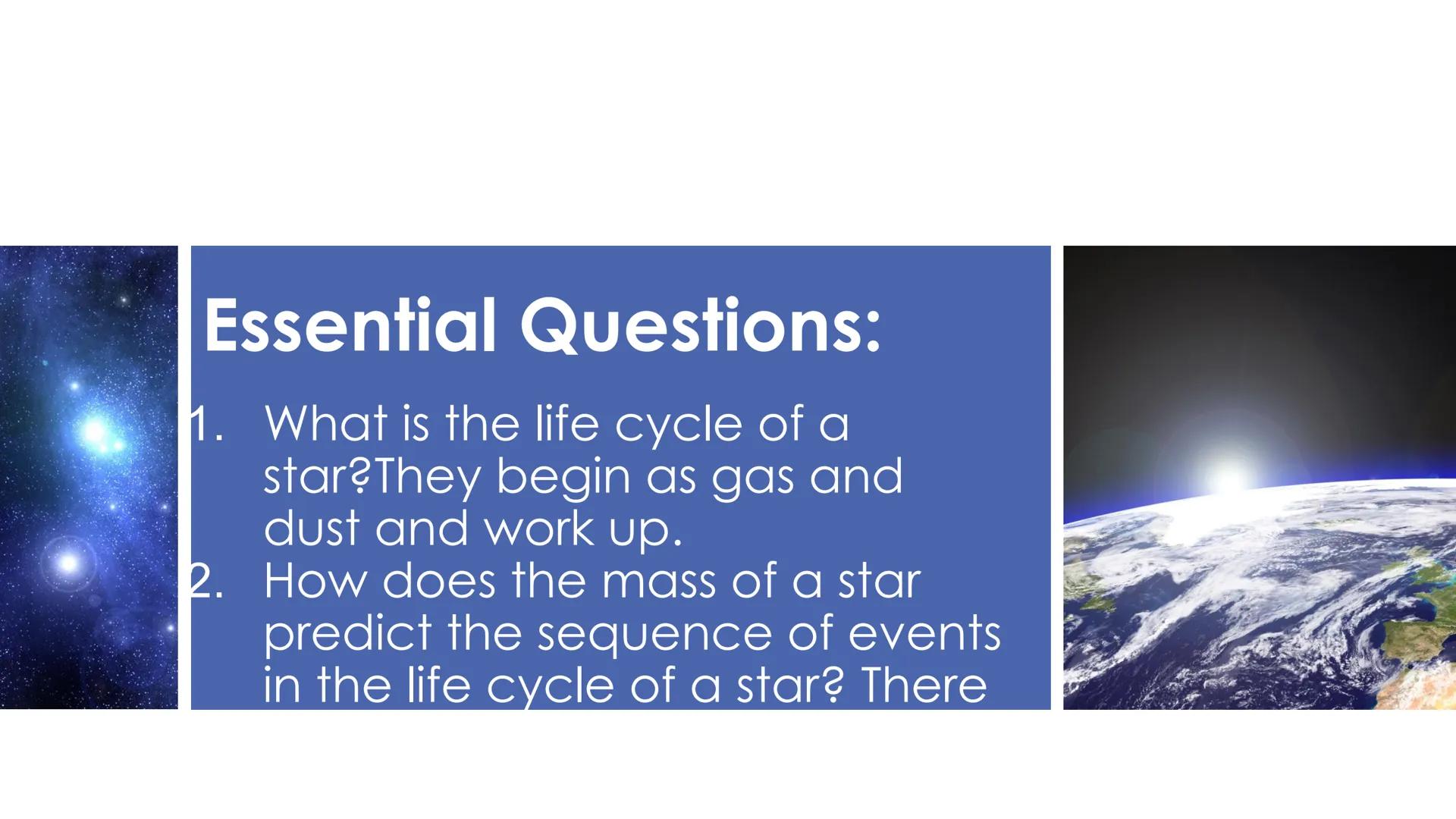 Low-mass stars
High-mass stars
Red giant
Arcturus
Mid-sized star
The Sun
Red
dwarf
Proxima
Protostar
V1647 Orionis
Star-forming
nebula
Eagle