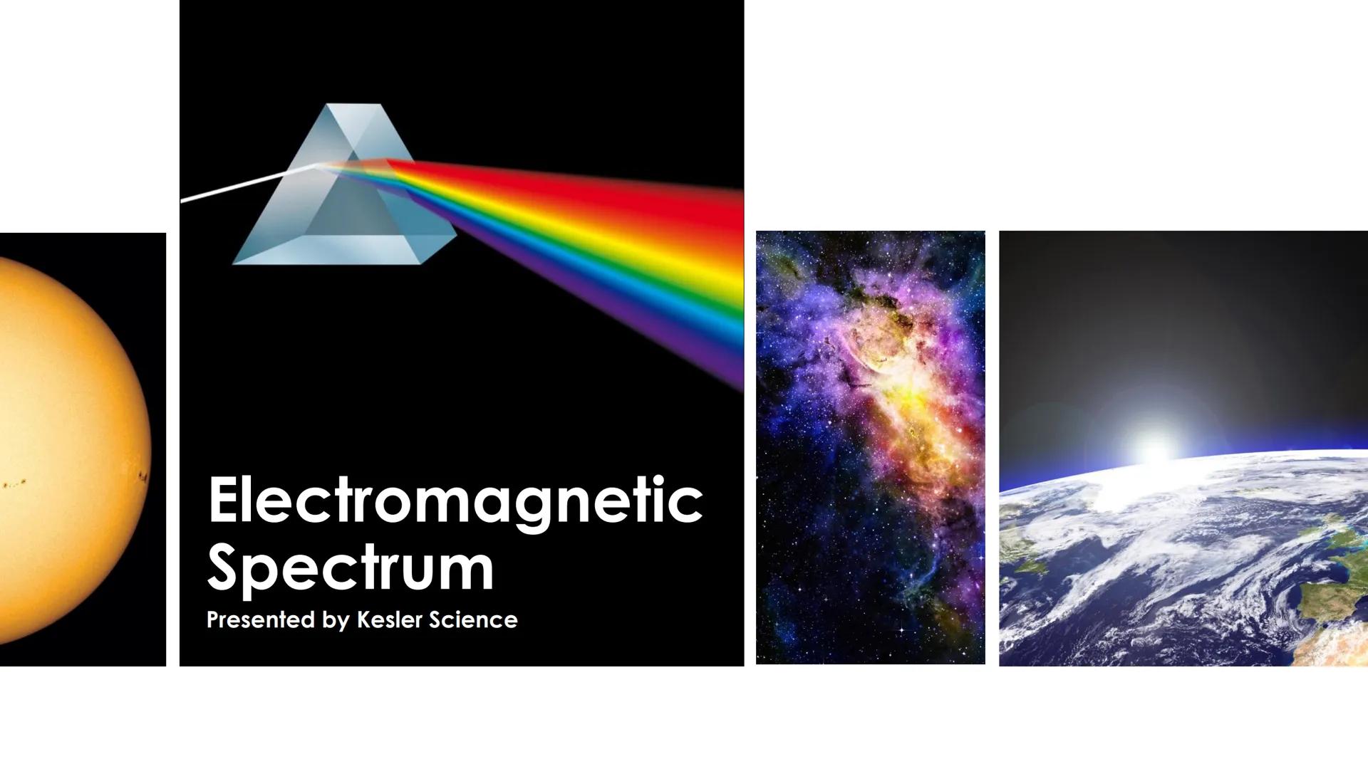Electromagnetic
Spectrum
Presented by Kesler Science Essential Questions:
1. How do we know what stars
are composed of? The lines on
the sta