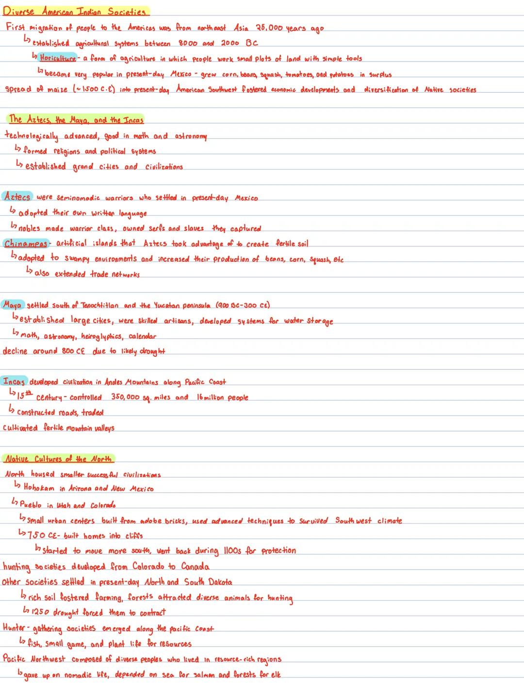 Diverse American Indian Societies
First migration of people to the Americas was from northeast Asia 25,000 years ago
دا
Pestablished agricul