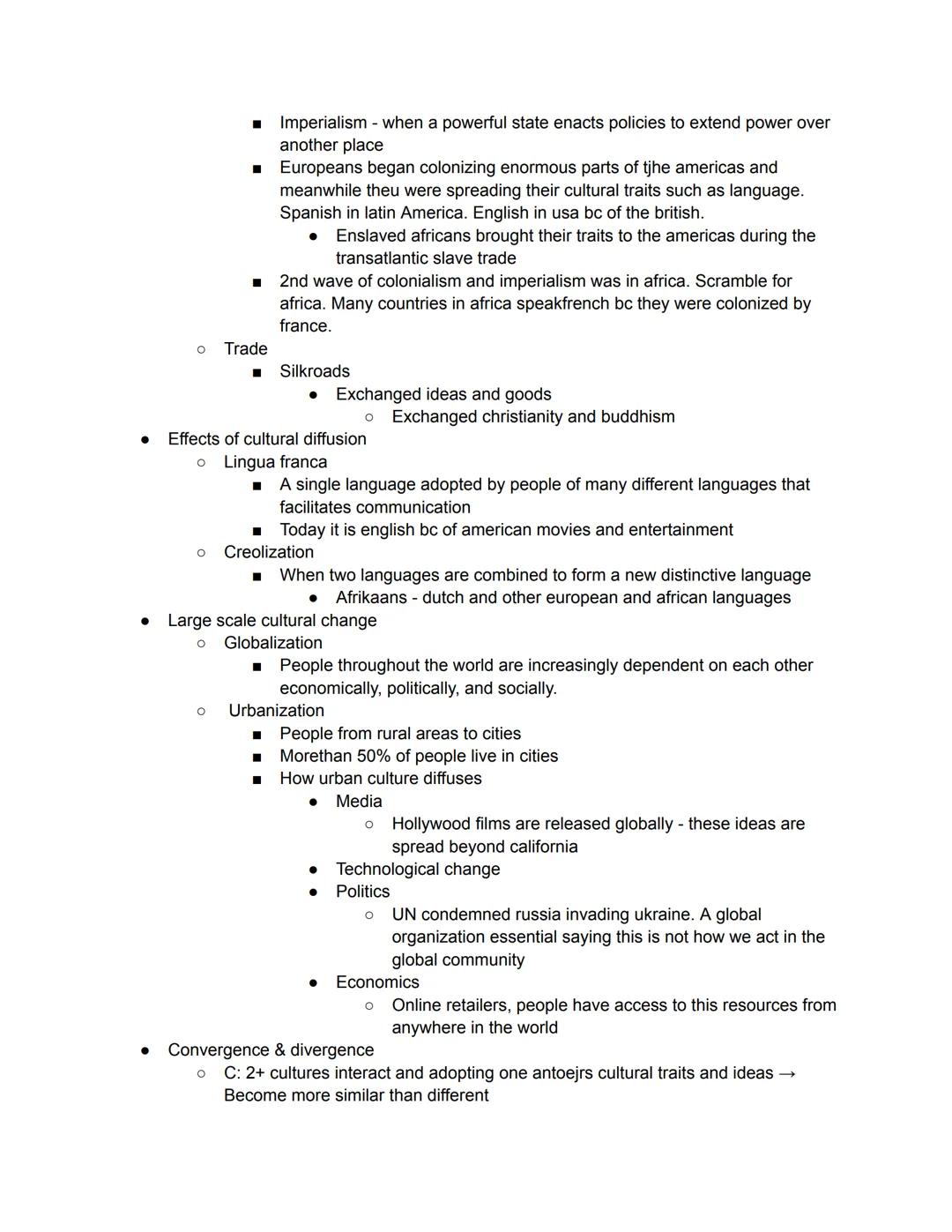 Unit 3
•
•
What is culture
○
○
о
°
The shared practices, technologies, attitudes, and behaviors passed down by a
society.
◉ Language, clothi