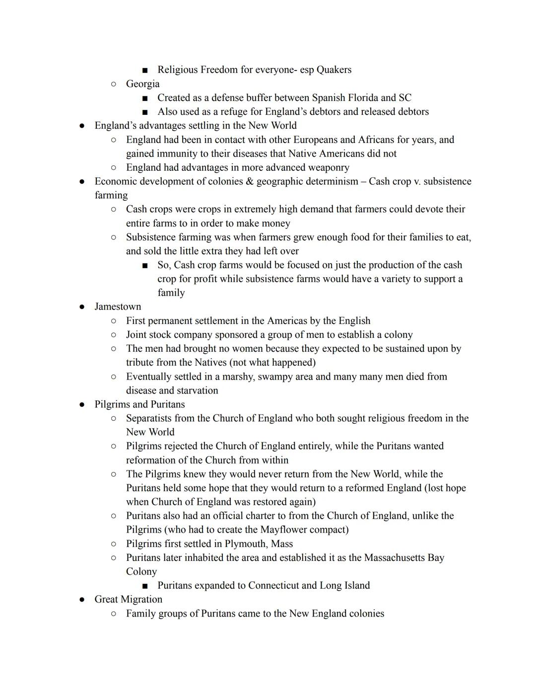 APUSH Unit 1 Notes
• Europeans in general sailed to the Americas for God, gold, and glory
•
• England- Desire to colonize (after Spanish su