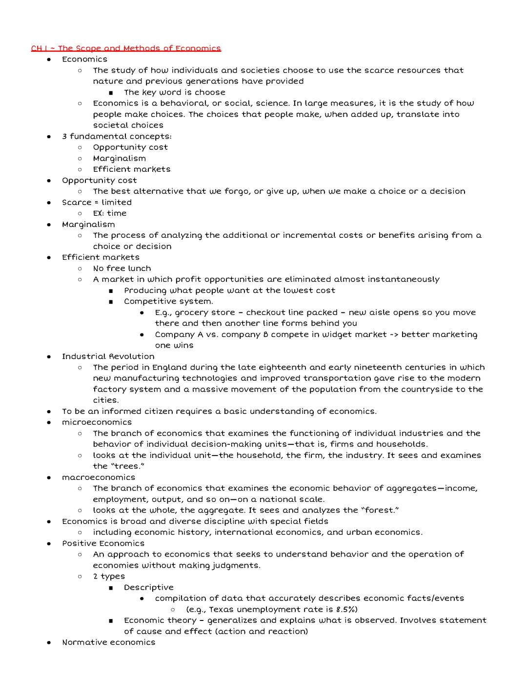 ECON 2301 ~ Notes To Study