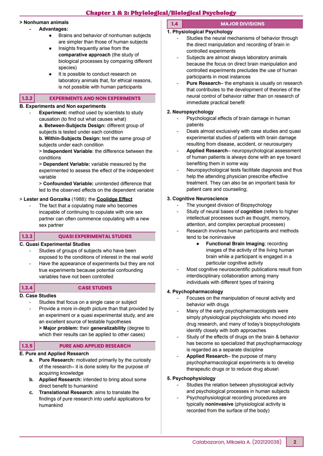 --- OCR Start ---
BPSY105 Physiological/Biological Psychology
CHAPTER 1&2: PHYSIOLOGICAL/BIOLOGICAL PSYCHOLOGY
BSP 3-3 | Ma'am Bennet | Febr