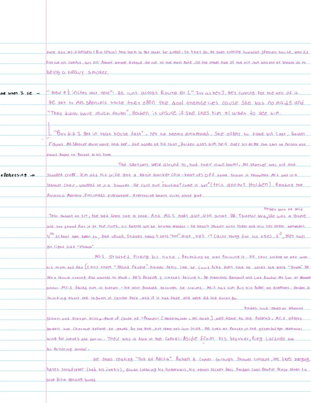 !! 2 weeks
Chapter 1
The nararator claims to have a "lousy chilenoad" where his farents were always busy before they had him.
Holden = Narra