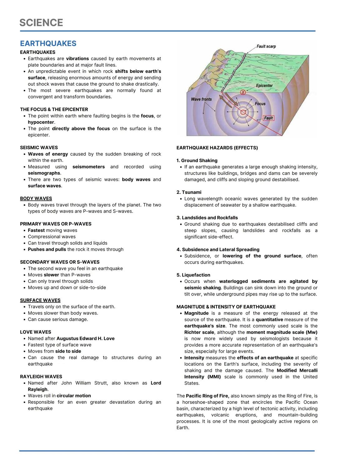 SCIENCE
EARTH SCIENCE
College Admission Test Reviewer
FOCUSED TOPICS
Earth's Major Spheres
Earthquake
Volcanoes
Plate Boundaries
Geological
