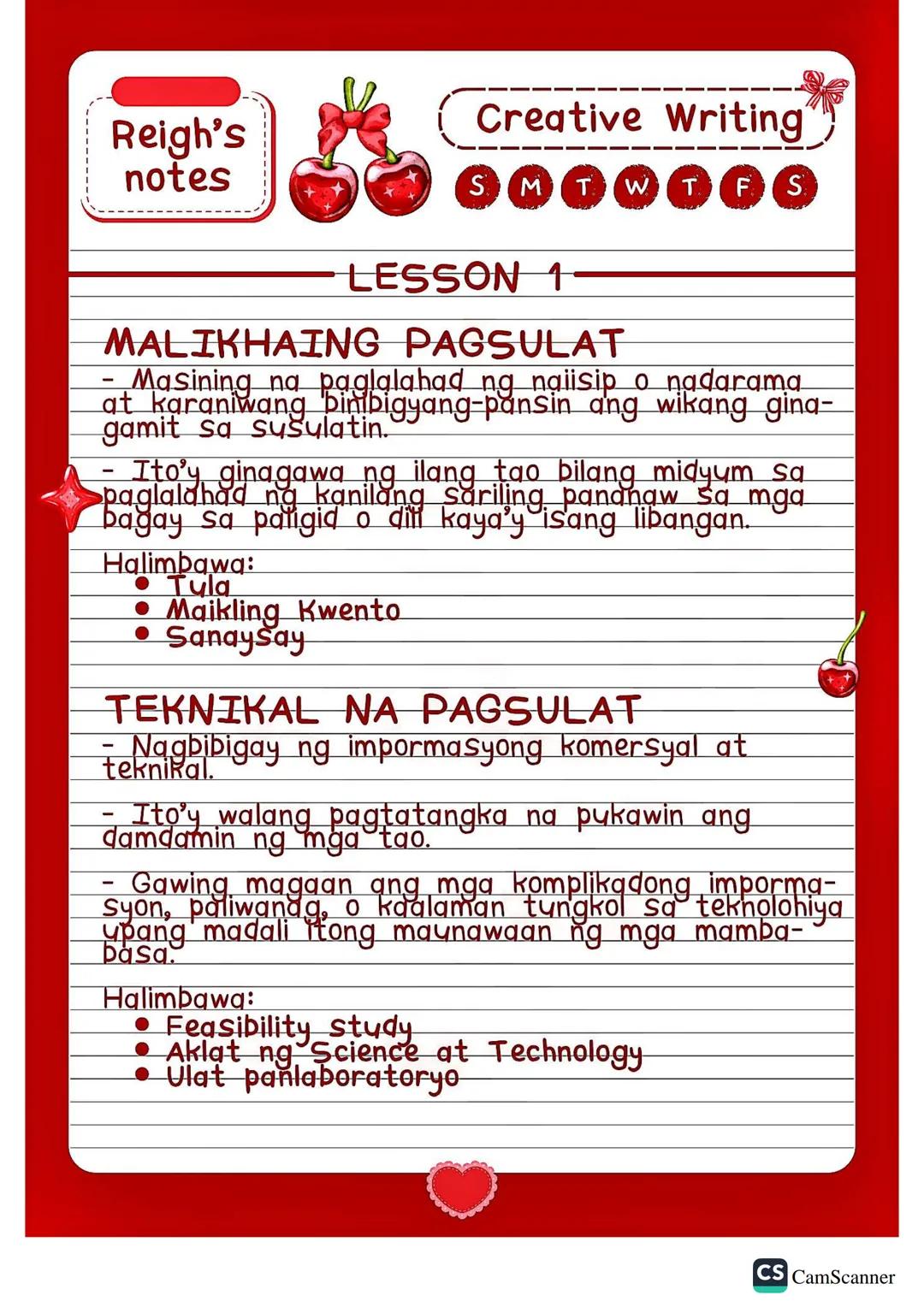 Malikhaing Pagsulat (Creative Writing) Lesson 1