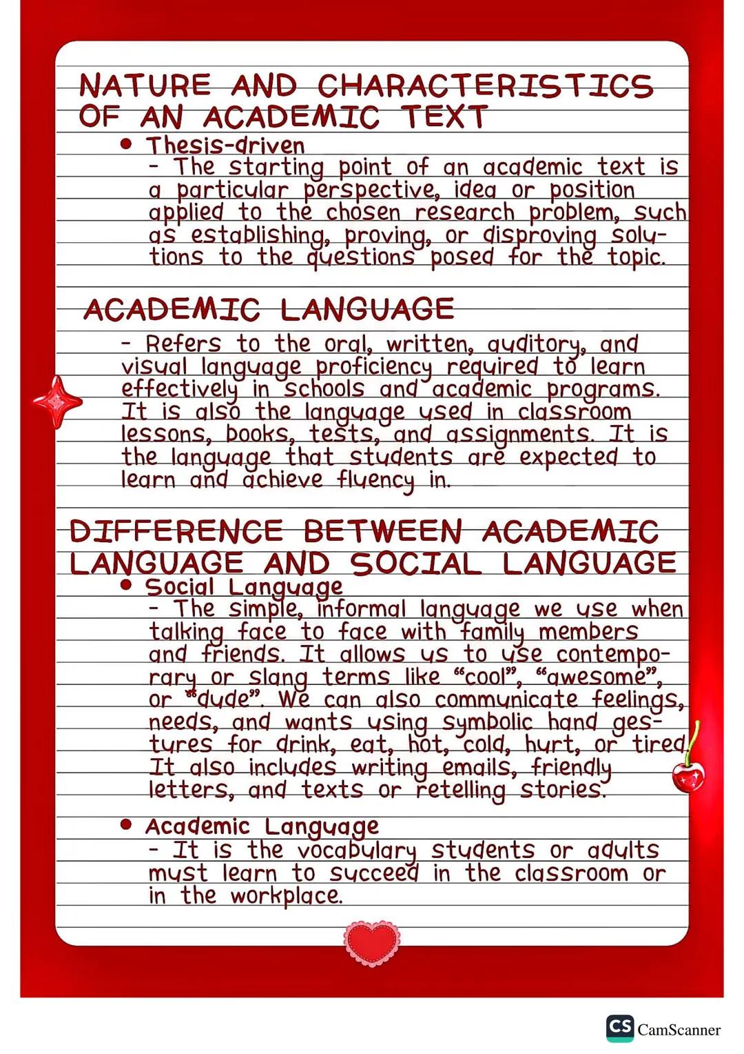 Reigh's
Notes
English for Academic and
Professional Purposes
SMTW
TFS
LESSON 1: ACADEMIC
LANGUAGE
ACADEMIC TEXT
- A reading material that pr