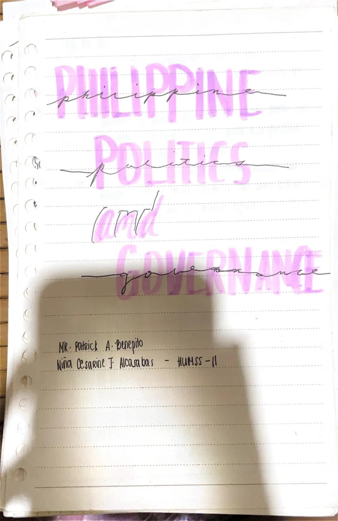 PHILIPPINE
POLITICS
and
GOVERNANCE
MR. Patrick A. Benepito
Niña Cesarine J. Alcarabas - HUMSS - 11 # Value of Pol. Gov
- as responsibility