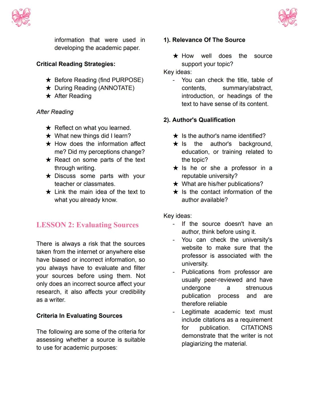LESSON 1: Fundamentals of
Reading Academic texts
Academic Text
★ Discipline-specific text
★ Written by experts, professionals,
or
★ scholars