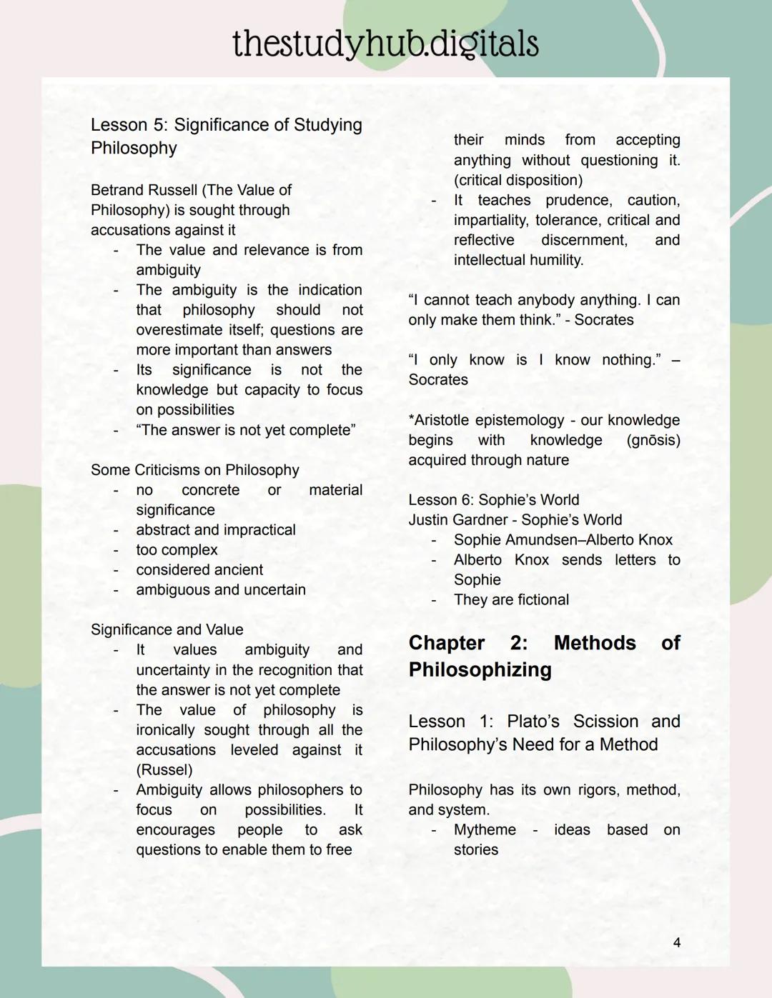 thestudyhub.digitals
Chapter I: Doing
Philosophy
Lesson 1: Muthos to Logos
- Beginning of philosophy can be
traced back to Ancient Greece in