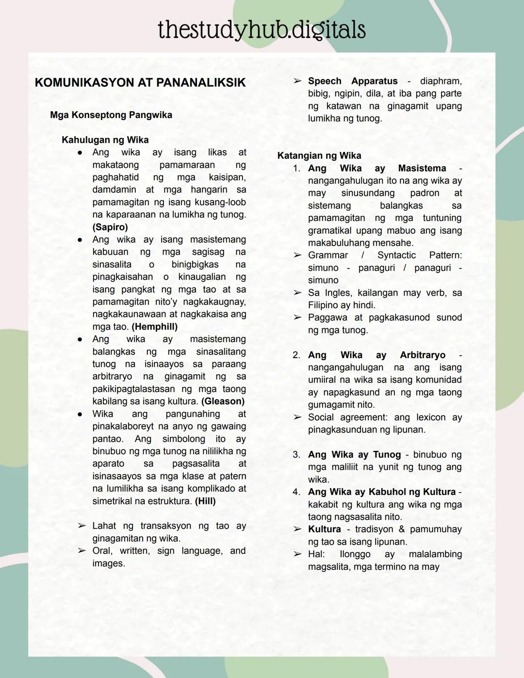 Komunikasyon at Pananaliksik - Reviewer para sa SHS