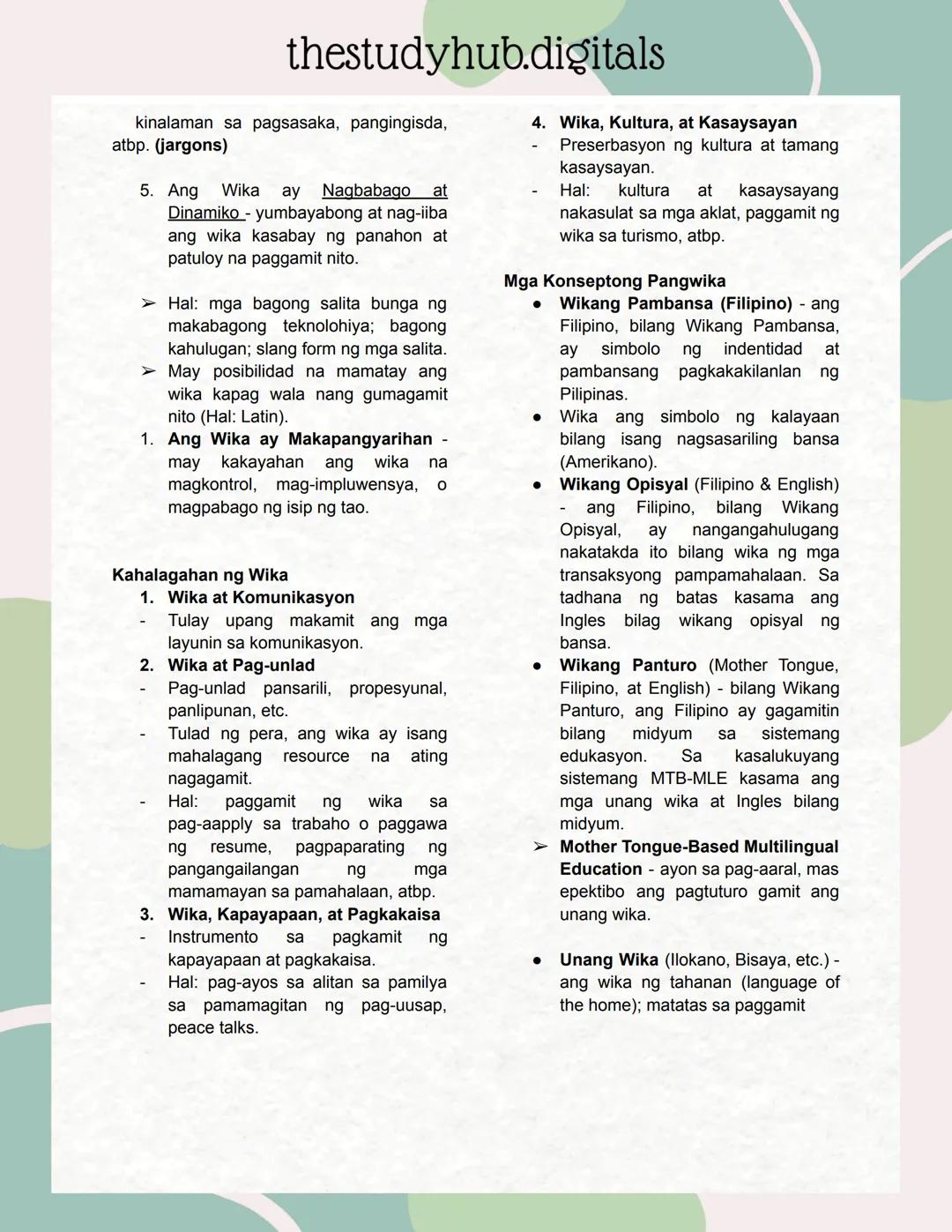 # KOMUNIKASYON AT PANANALKSIK
## Mga Konseptong Pangwika
### Kahulugan ng Wika
* Ang wika ay isang likas at makataong pamamaraan ng pagha