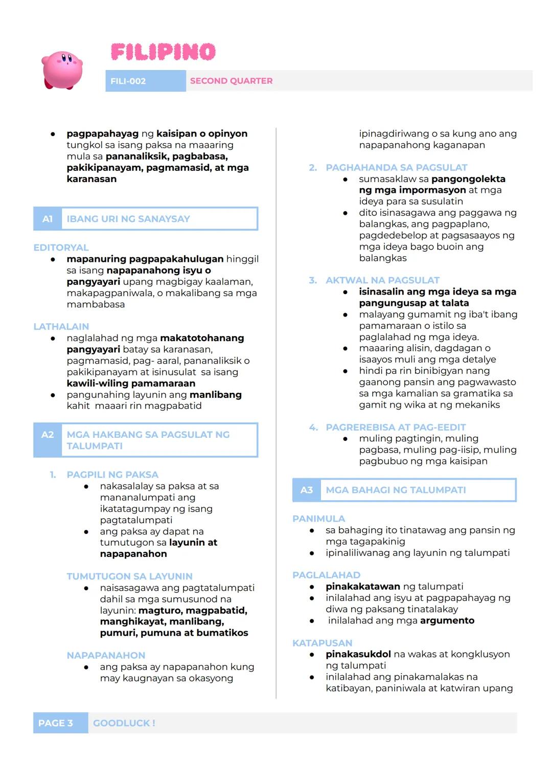 # FILIPINO
FILI-002 SECOND QUARTER
LI: SANAYSAY
A
SANAYSAY
* nagmula sa 2 salita na sanay at pagsasalaysay
* isang piraso ng sulatin na k