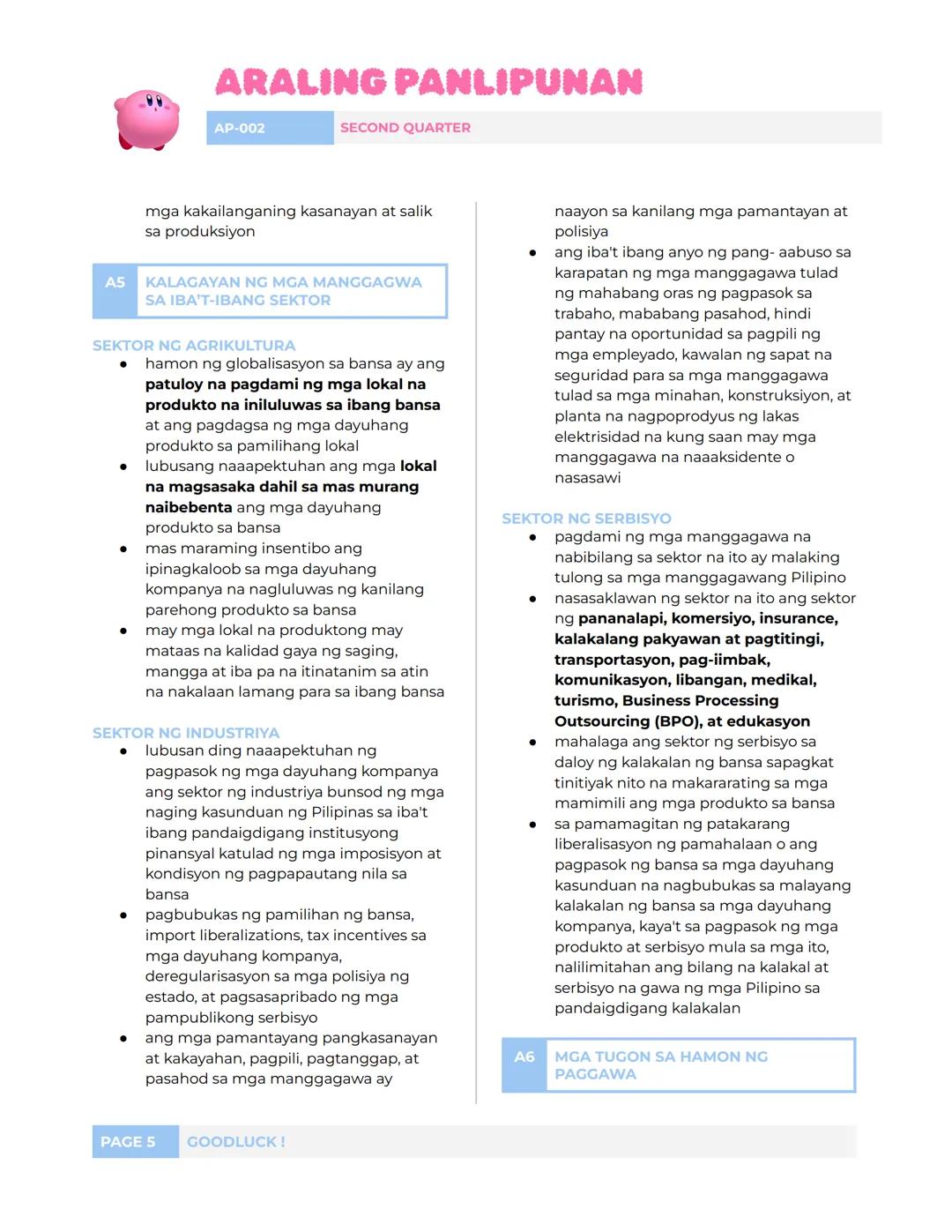 ## ARALING PANLIPUNAN
AP-002
SECOND QUARTER
## L1: DAHILAN, DIMENSYON, AT
EPEKTO NG GLOBALISASYON
### A KONSEPTO NG GLOBALISASYON
- nak