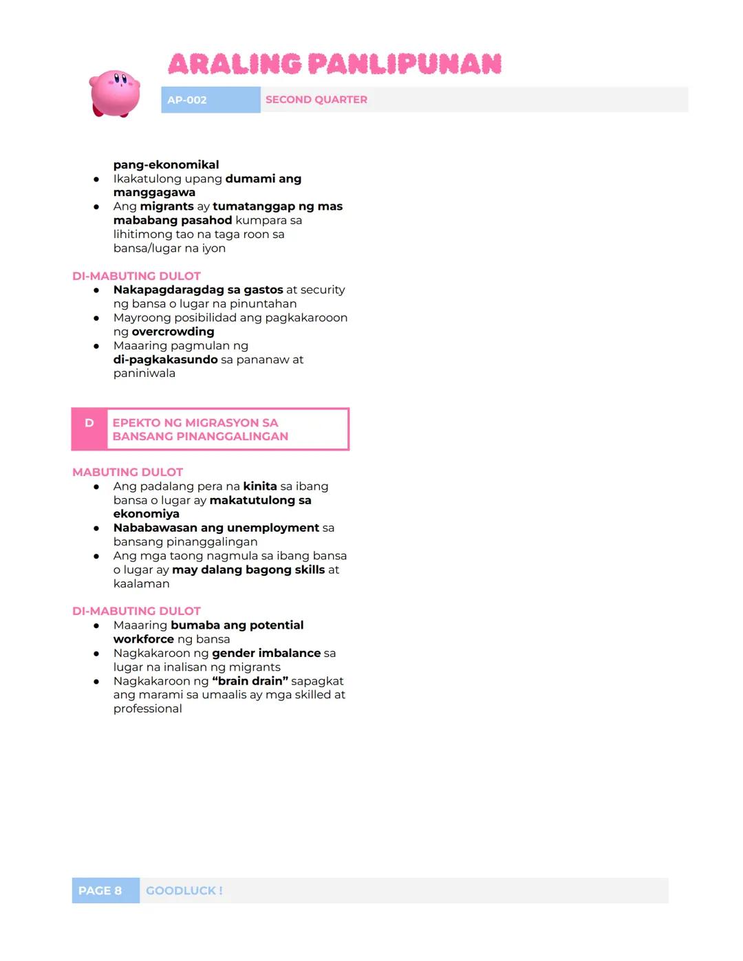 ## ARALING PANLIPUNAN
AP-002
SECOND QUARTER
## L1: DAHILAN, DIMENSYON, AT
EPEKTO NG GLOBALISASYON
### A KONSEPTO NG GLOBALISASYON
- nak
