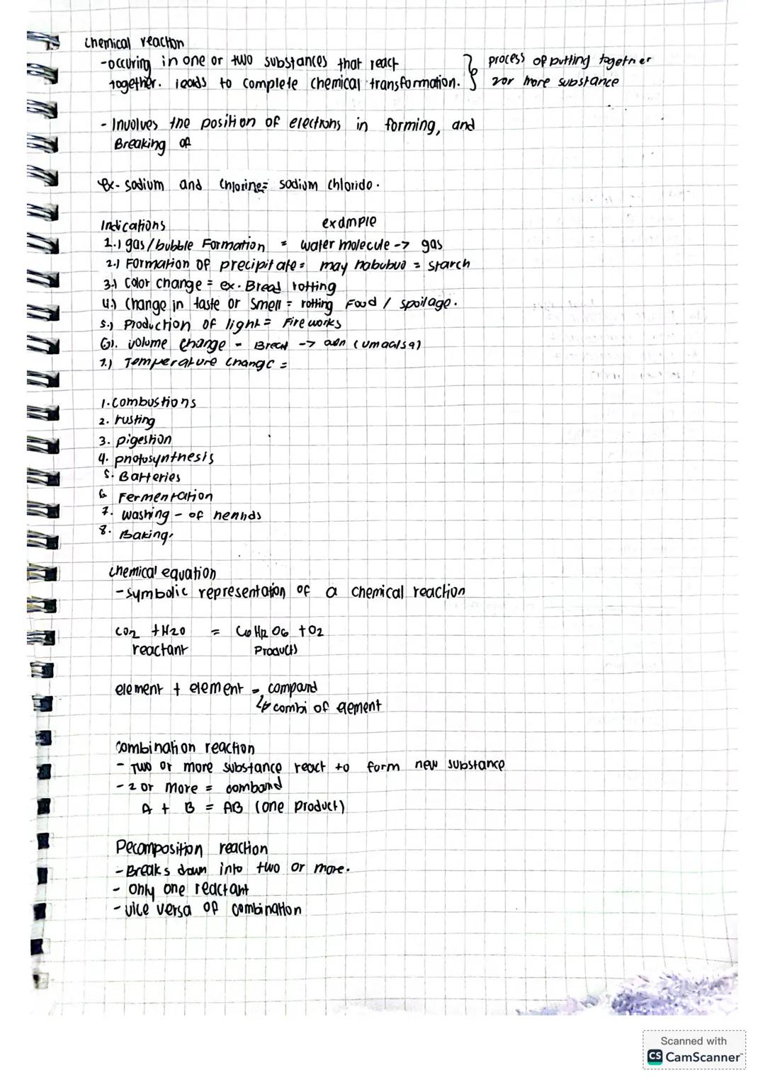 chemical reaction
-occuring in one or two substances that react
2 process of butting together
५
together. leads to complete chemical transfo