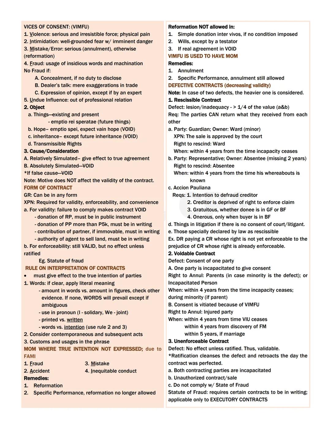 --- OCR Start ---
OBLIGATION DEFINED AS:
Law on Obligations
1. Juridical necessity (legally enforceable to court)
2. To give (positive, real