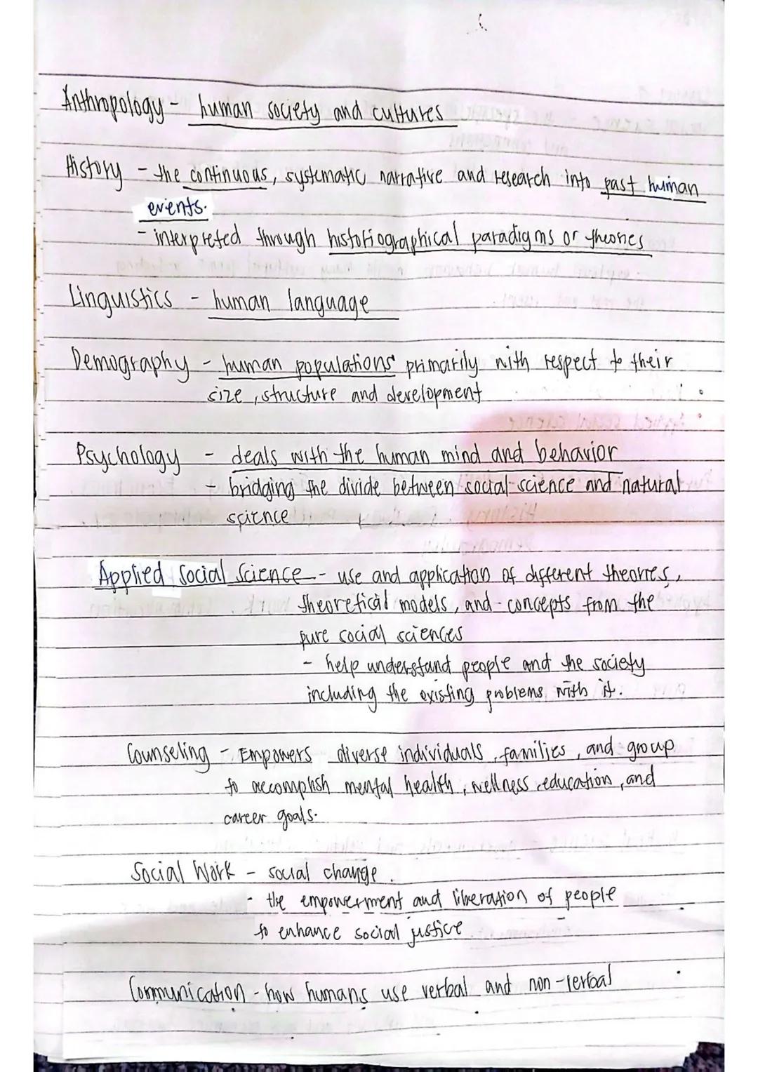 DIASS
Lesson 1.
sem 2
Social science - the scientific study of human society, interactions,
and connections
- aims to predict and explain hu