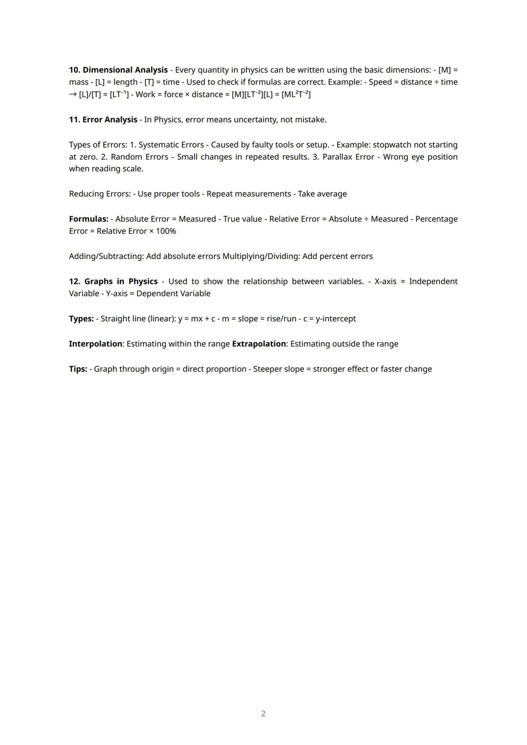 Physics Module 1 - Measurement (Study Notes)
1. What is Measurement? - Measurement is finding the size or amount of something (like length,