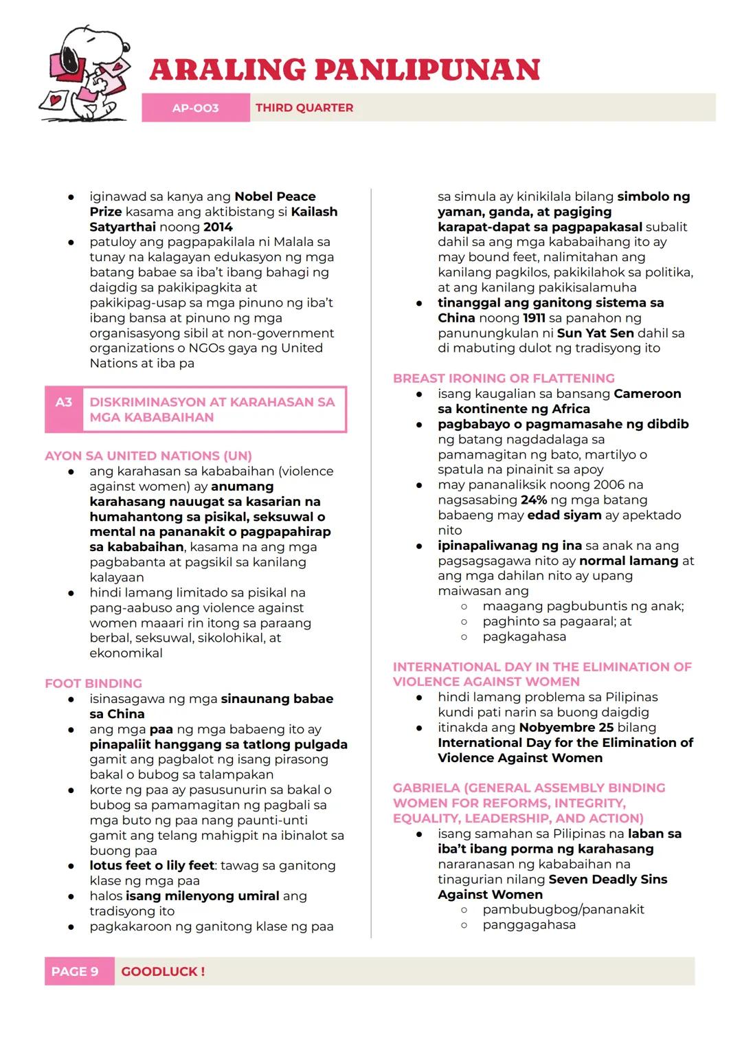 ARALING PANLIPUNAN
AP-003 THIRD QUARTER
L1: KASARIAN SA IBA'T-IBANG
LIPUNAN
difficult to change
sex role cannot be
changed
biological constr