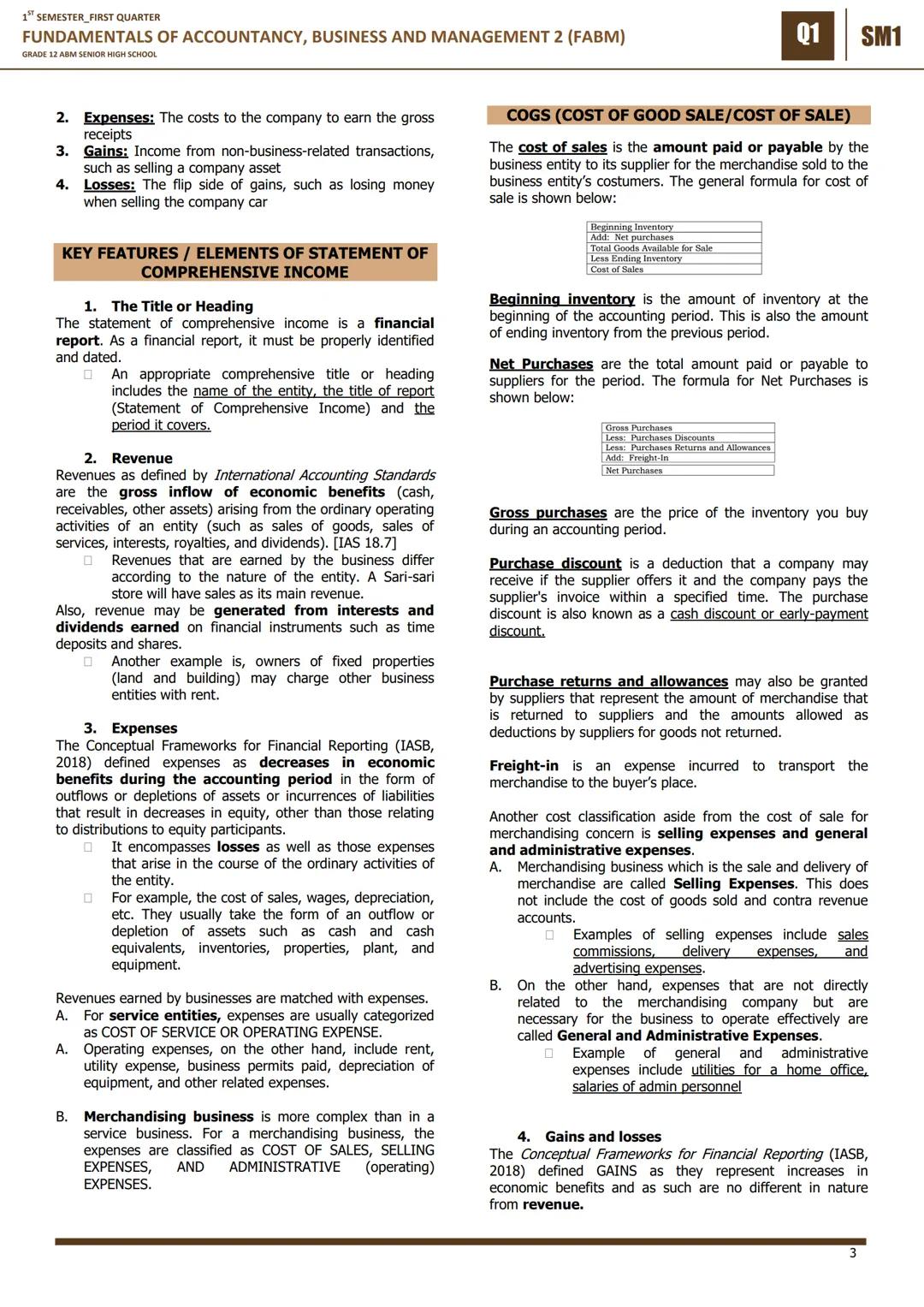 1 SEMESTER_FIRST QUARTER
FUNDAMENTALS OF ACCOUNTANCY, BUSINESS AND MANAGEMENT 2 (FABM)
GRADE 12 ABM SENIOR HIGH SCHOOL
Q1
SM1
LESSON 1: STAT