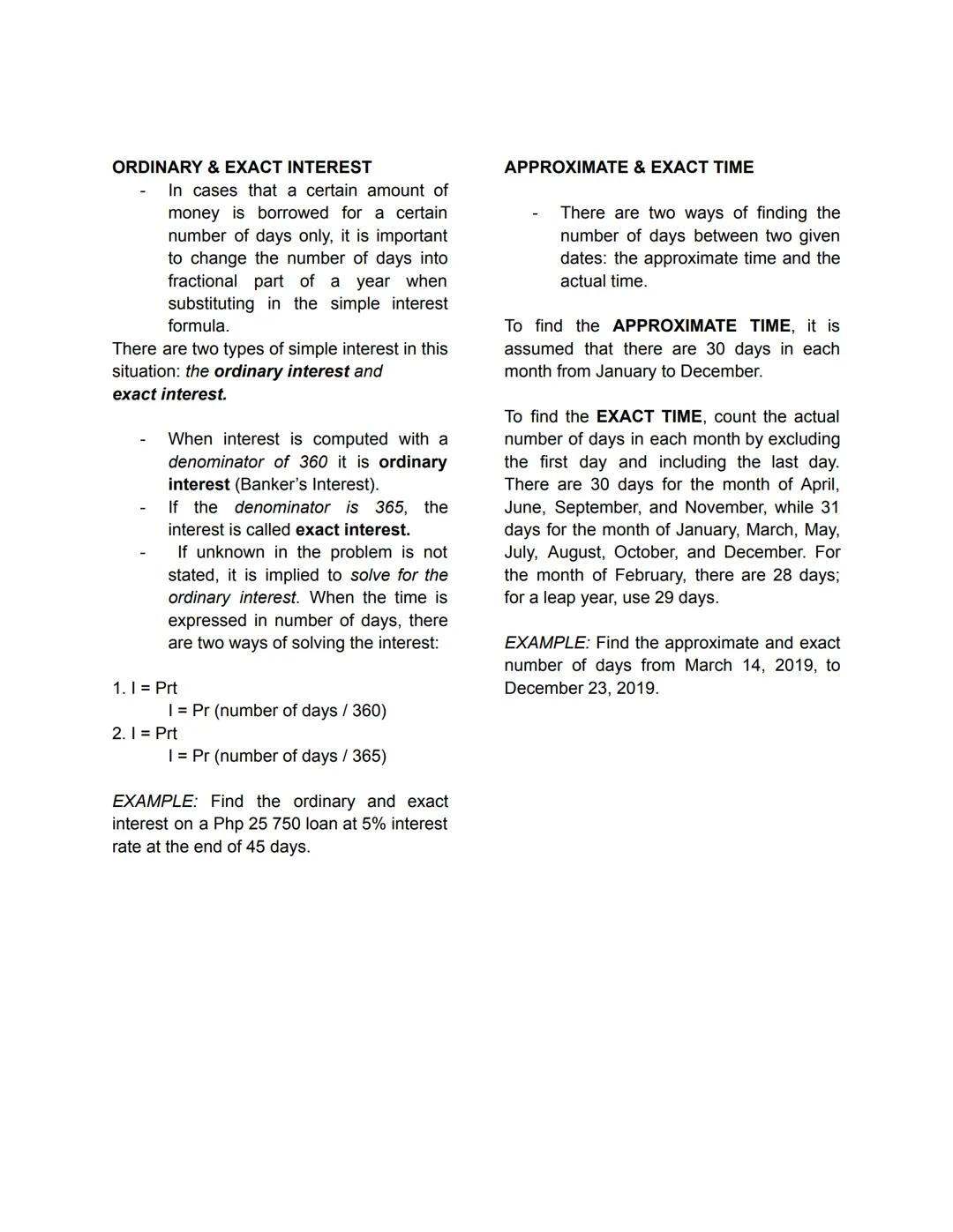 SIMPLE AND COMPOUND INTEREST
SIMPLE INTEREST
- is the amount of interest that may be
paid if you are the borrower or
earnedif you are the le