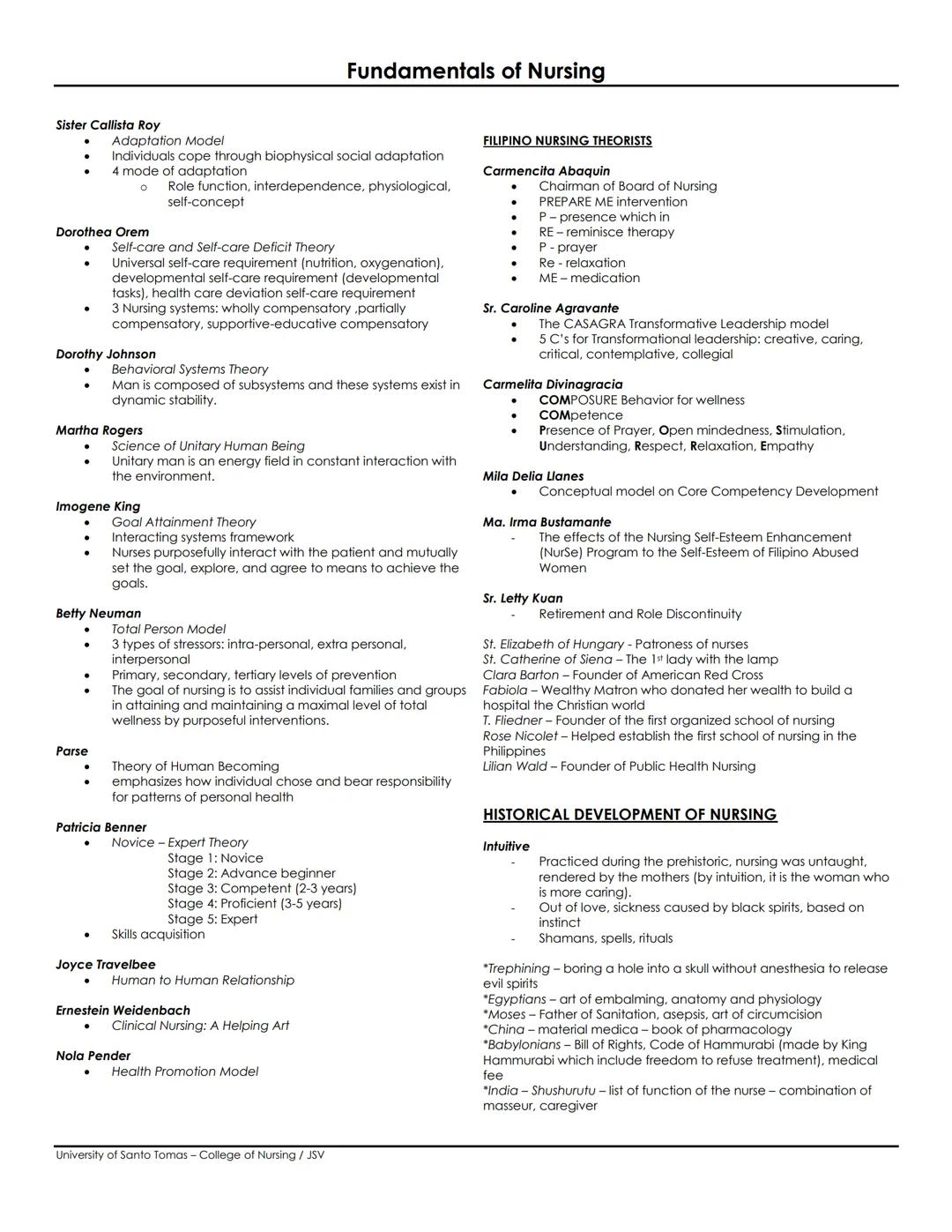 Fundamentals of Nursing
THEORETICAL FOUNDATIONS OF NURSING
Theory - set of concepts to explain a phenomenon
Paradigm - pattern
4 Metaparadig