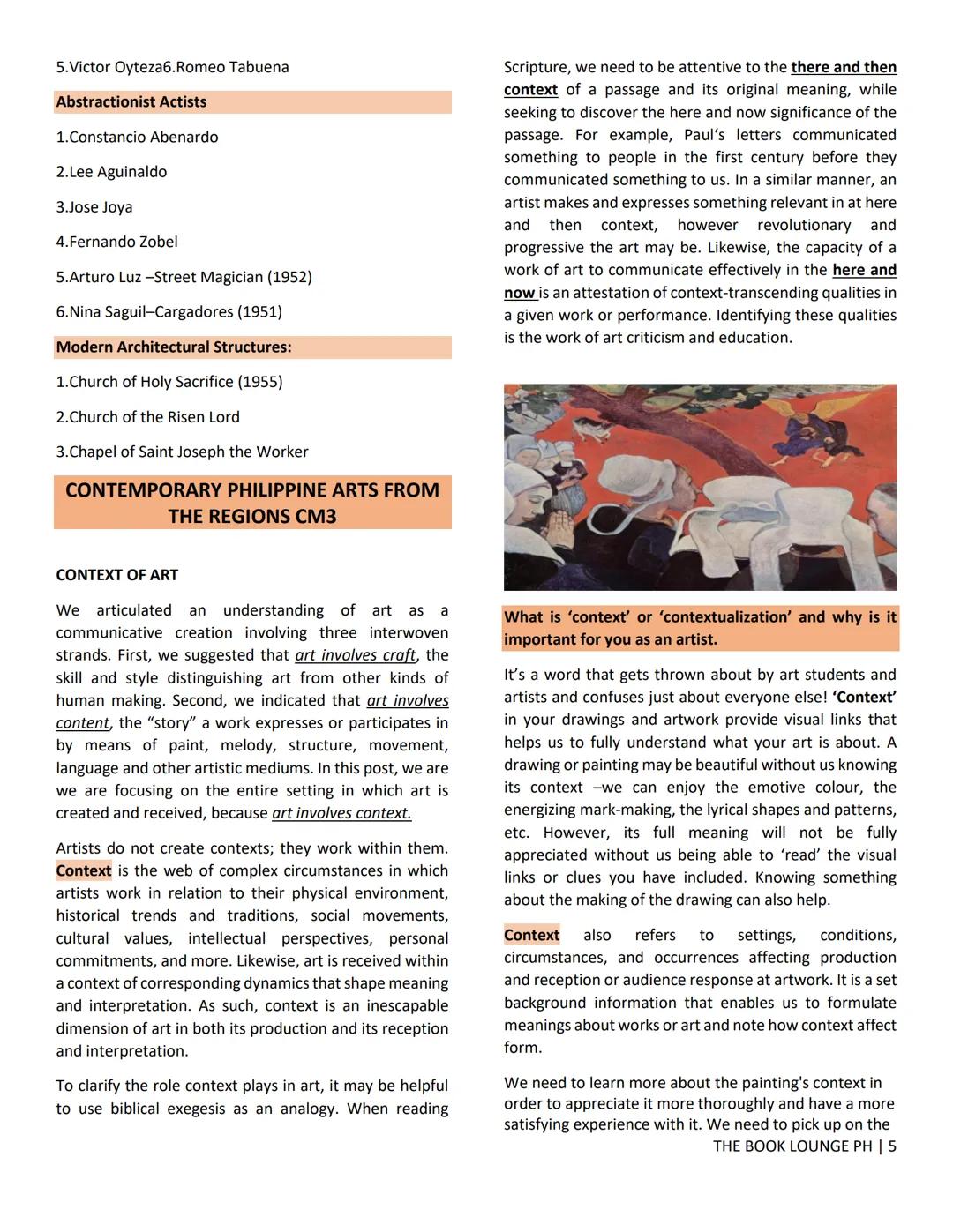 ## GRADE 12 STEM NOTES AND LECTURES
# Contemporary Philippine Arts
# from the Regions
---
THE BOOK LOUNGE PH ---
## CONTEMPORARY PHILIPPI