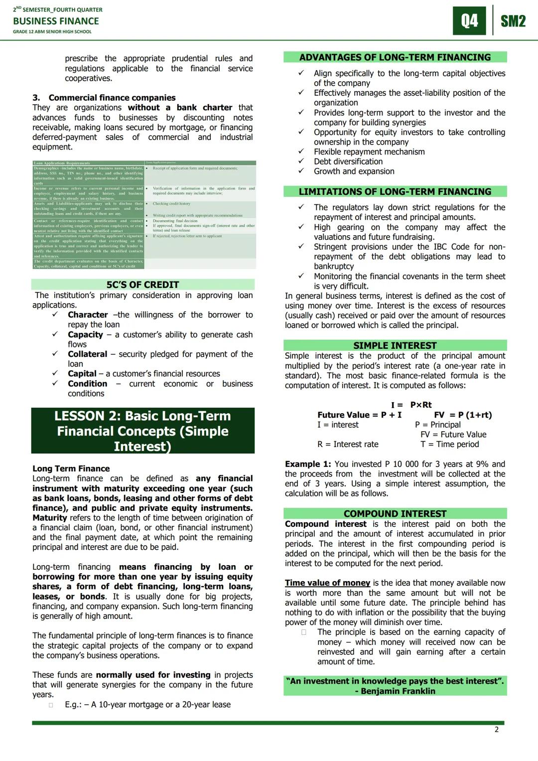 2ND SEMESTER_FOURTH QUARTER
BUSINESS FINANCE
GRADE 12 ABM SENIOR HIGH SCHOOL
04 SM2
LESSON 1: The Sources and Uses
of Short-Term & Long-Term