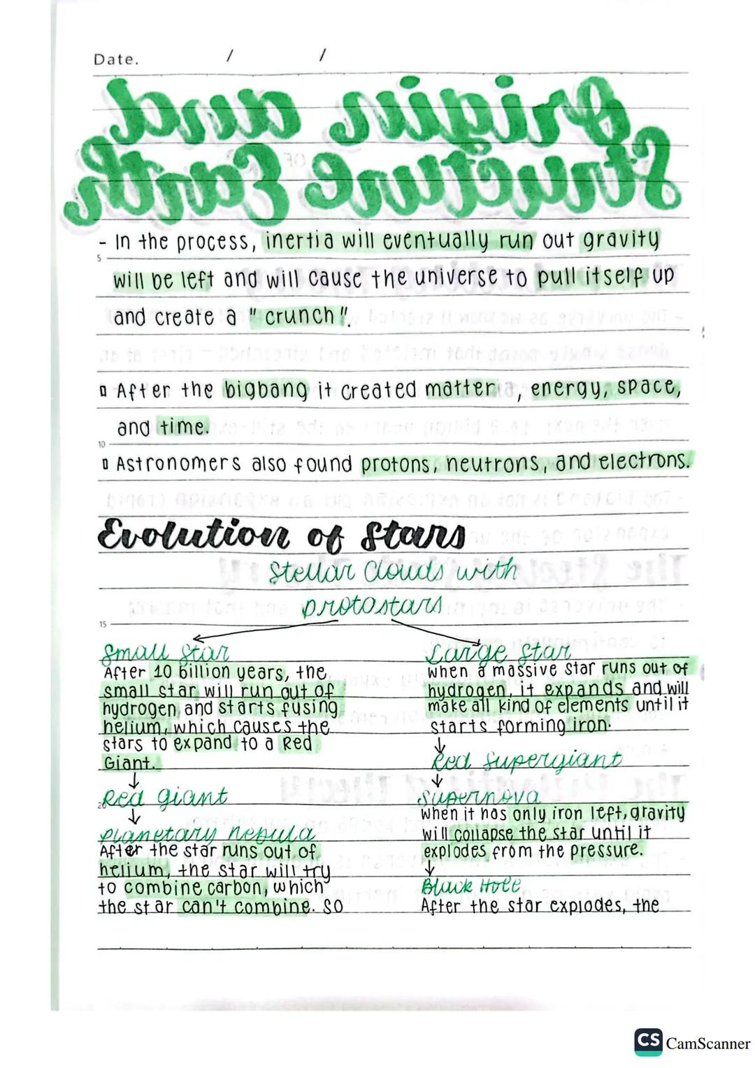 Date.
\\
Origin and
Structure of Earth
The Bigbang Theory
- The universe as we know it started with an infinitely hot and
dense single point