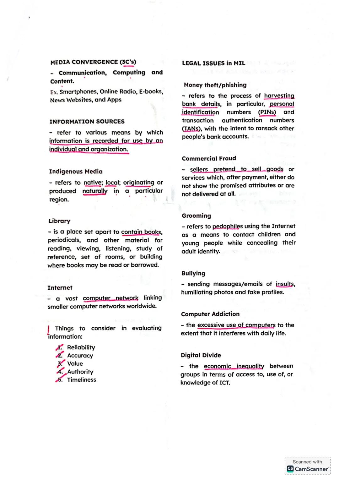 MIL 01
INFORMATION LITERACY
- a transformational process in which
the learner needs to find, understand,
evaluate, and use information in va