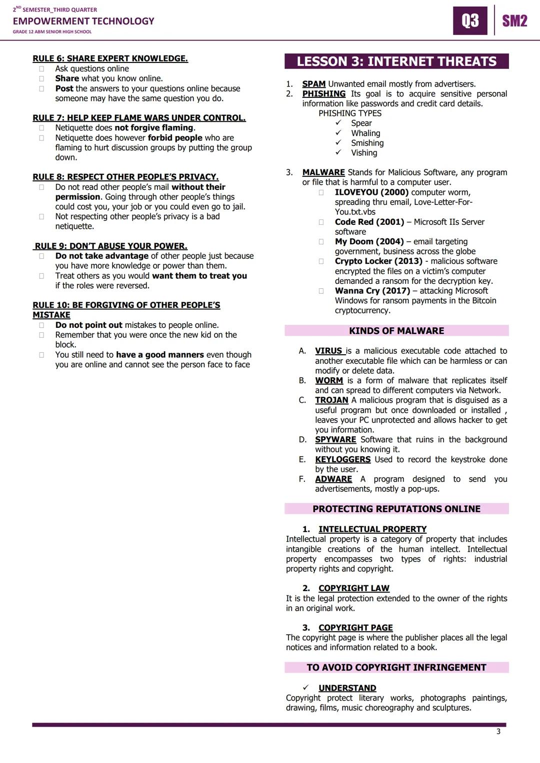 2ND SEMESTER_THIRD QUARTER
EMPOWERMENT TECHNOLOGY
GRADE 12 ABM SENIOR HIGH SCHOOL
03 SM2
LESSON 1: INFORMATION AND
COMMUNICATION TECHNOLOGY