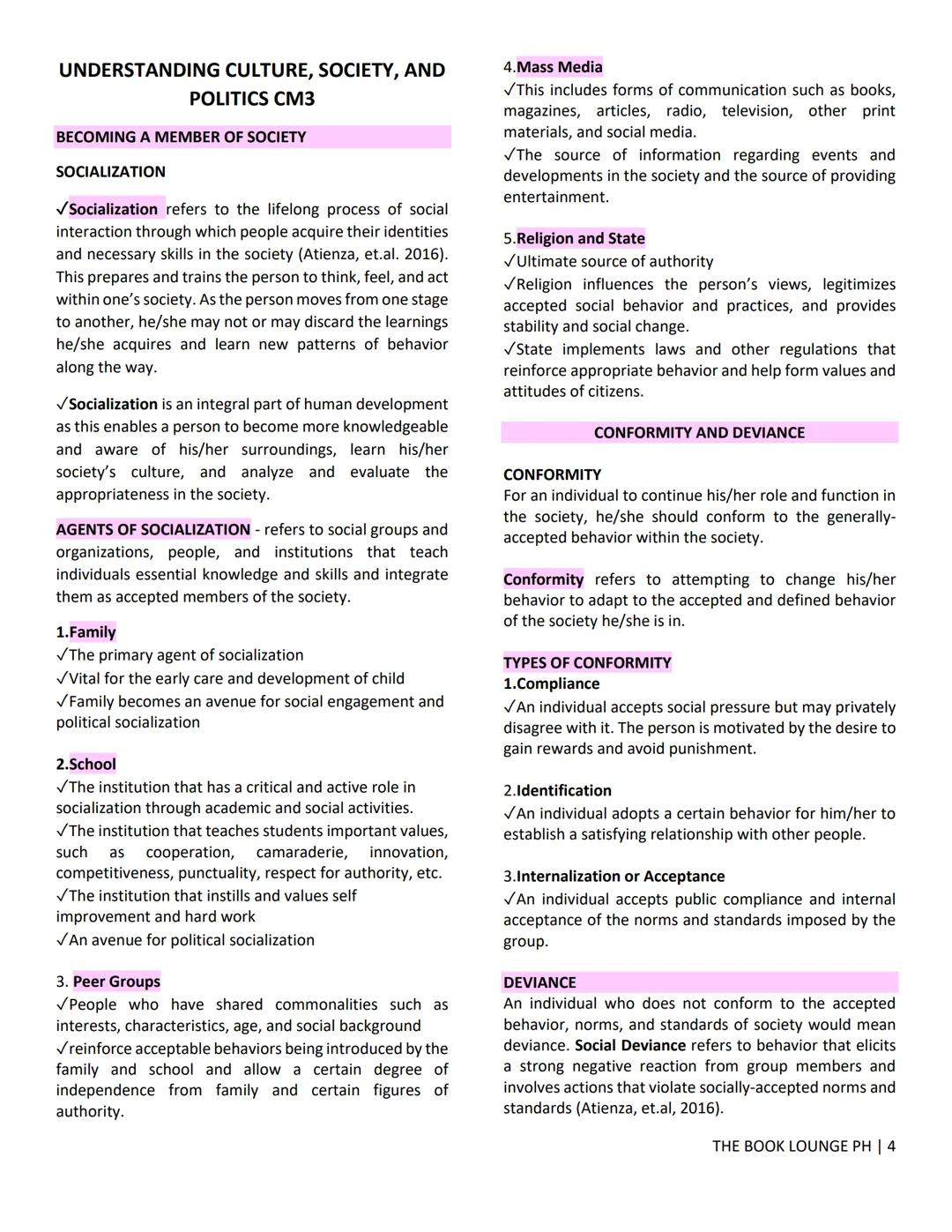 ## GRADE 12 STEM NOTES AND LECTURES
# Understanding Culture, Society and Politics
โ THE BOOK LOUNGE PH โ
# UNDERSTANDING CULTURE, SOCIETY