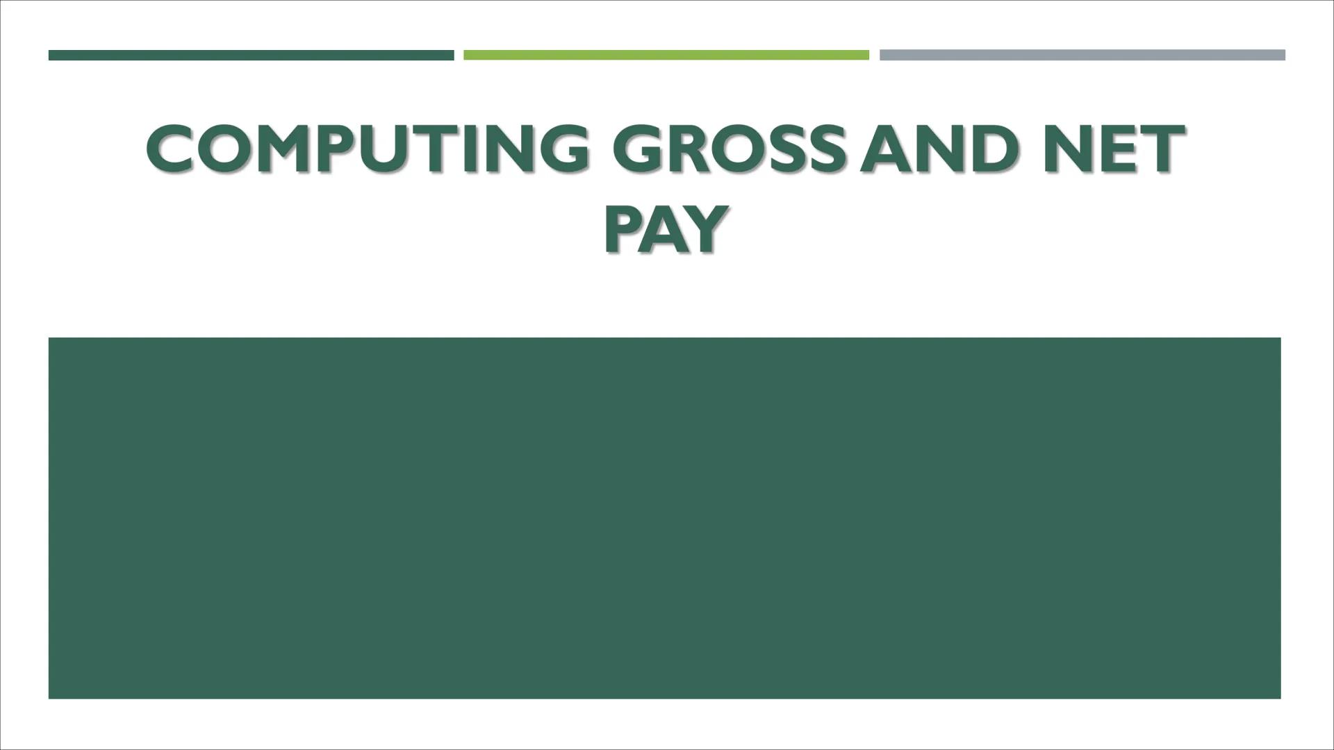 # COMPUTING GROSS AND NET
PAY # ACTIVITY 1:
"REVIEW ON SALARY, WAGE,
AND COMMISSION" ACTIVITY 1: “REVIEW ON SALARY, WAGE,
AND COMISSION"
P