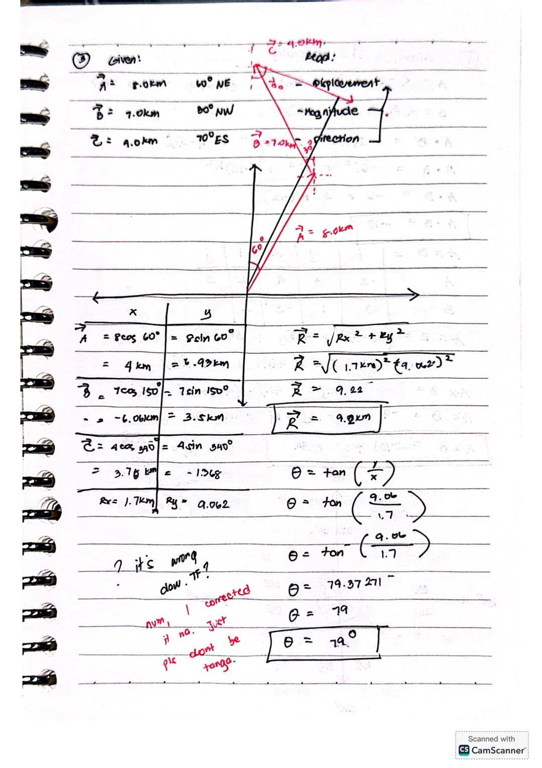Help pls
VECTOR CUMNATIVE PRACTICE
Liren
Aegd:
3 = 35km 42° NW Direction
320km 36° SE Magnitude
820km
35km
42°
X y X y
A Ax-Acost Ay = Acin