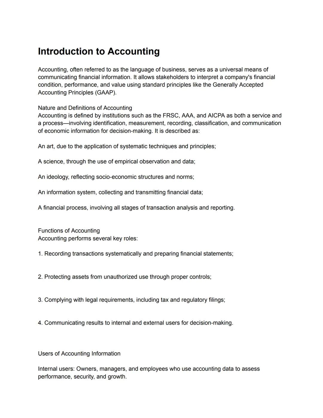 Fundamentals of Accountancy, Business, and Management