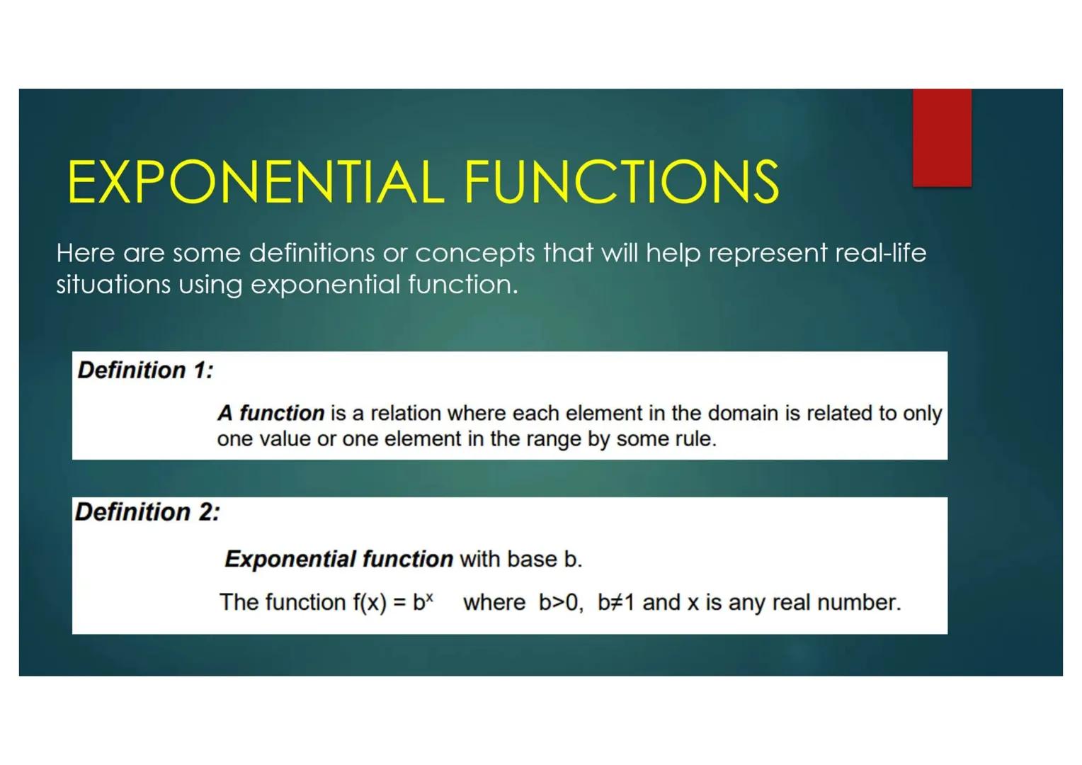 EXPONENTIAL FUNCTIONS
Compound Interest can be generally modeled by $A=P(1+\frac{r}{n})^{nt}$
Note:
where,
A is the compound amount;
P is th