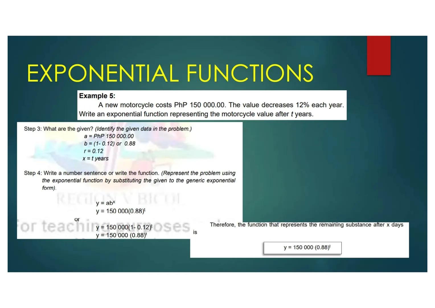 EXPONENTIAL FUNCTIONS
Compound Interest can be generally modeled by $A=P(1+\frac{r}{n})^{nt}$
Note:
where,
A is the compound amount;
P is th