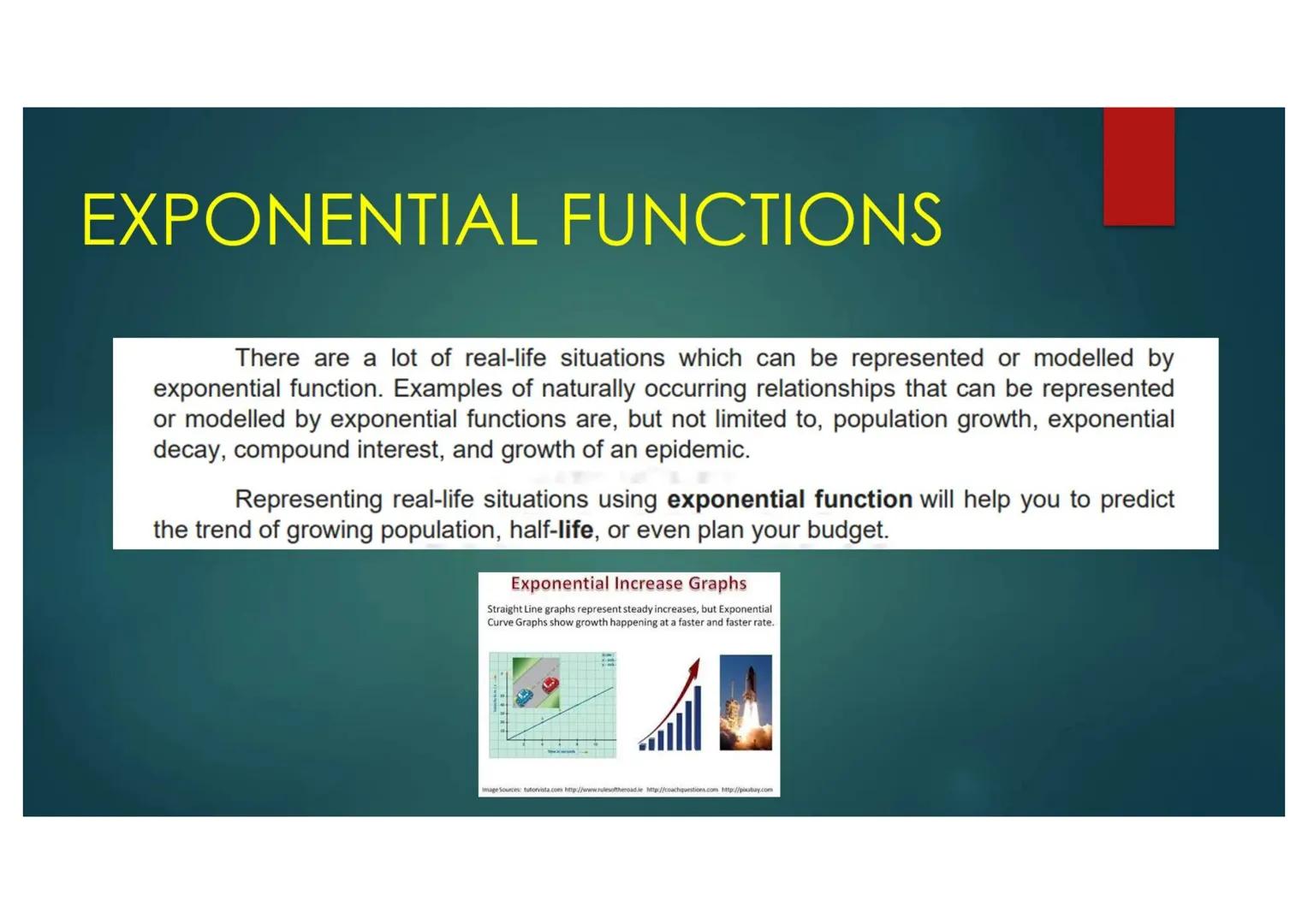 EXPONENTIAL FUNCTIONS
Compound Interest can be generally modeled by $A=P(1+\frac{r}{n})^{nt}$
Note:
where,
A is the compound amount;
P is th