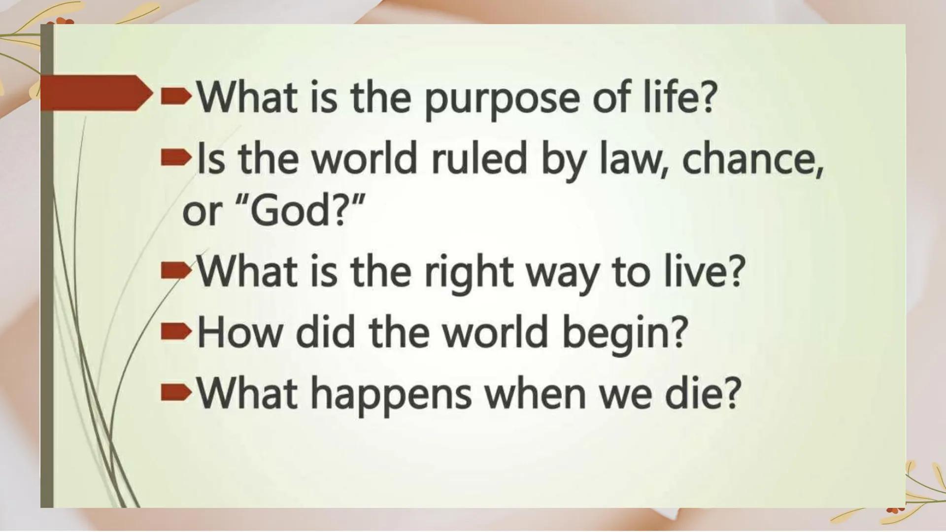 # Introduction to
# World Religions and
# Belief Systems DO YOU BELIEVE
IN GOD? OR
THERE IS AN
EXISTENCE OF
GOD? 1.
What are the things in m